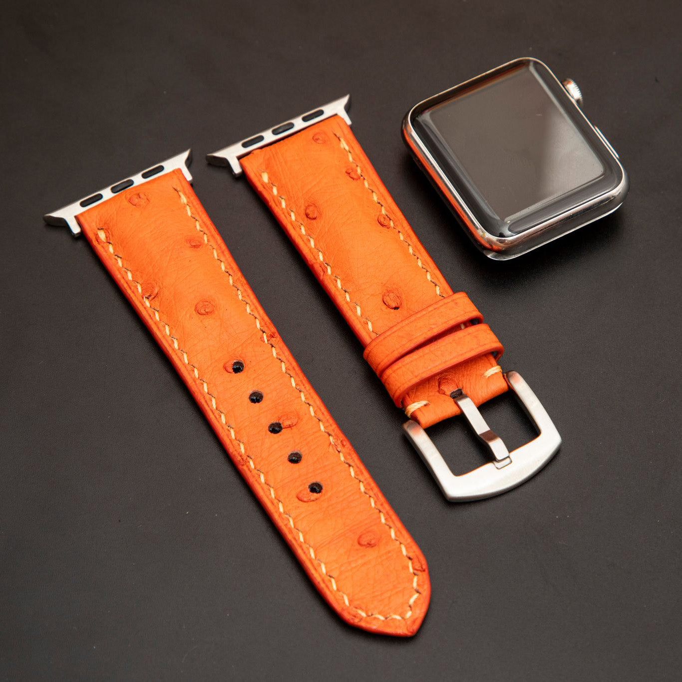 ORANGE OSTRICH LEATHER STRAP