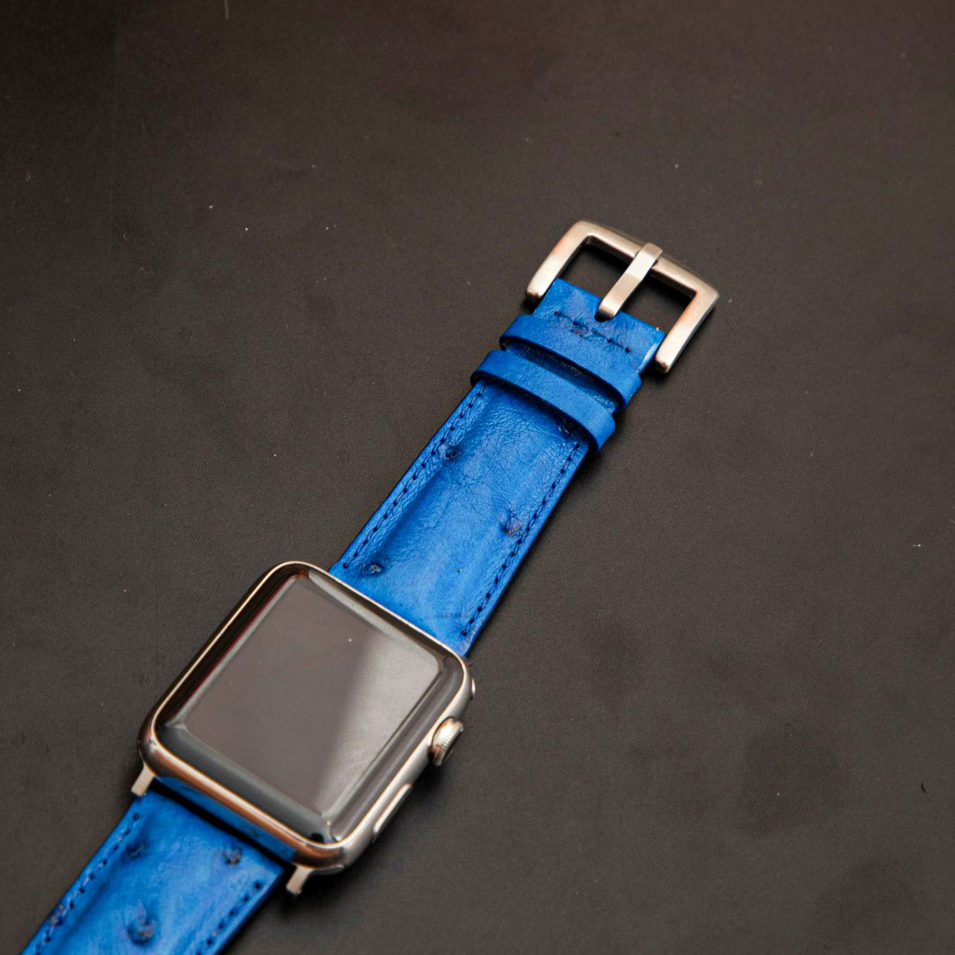 BLUE OSTRICH LEATHER STRAP