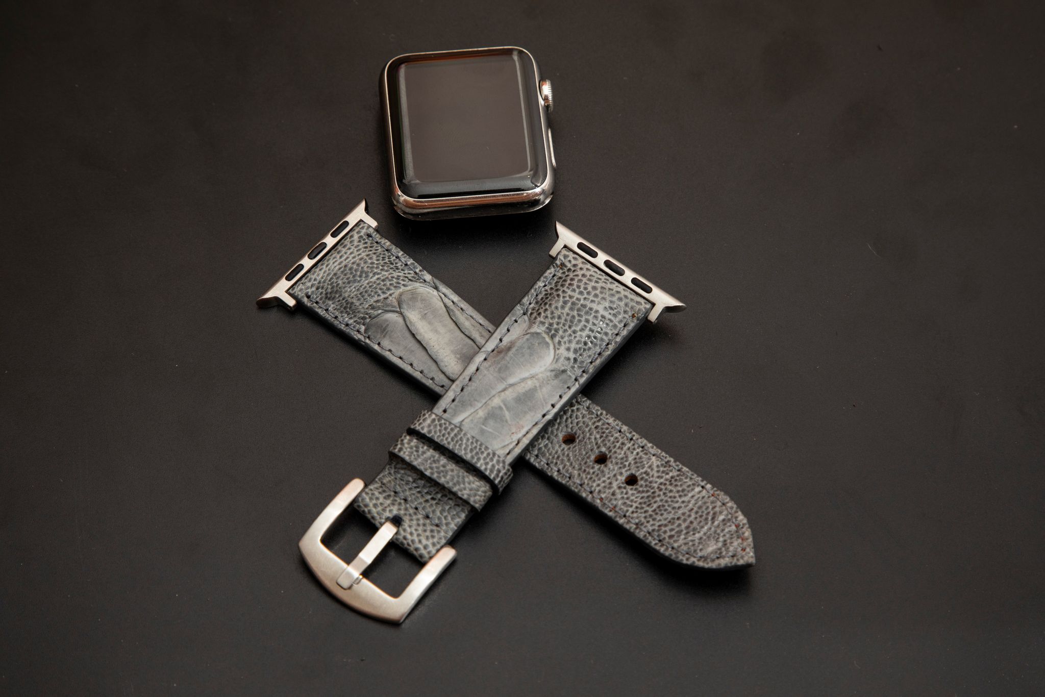 GREY OSTRICH LEATHER STRAP