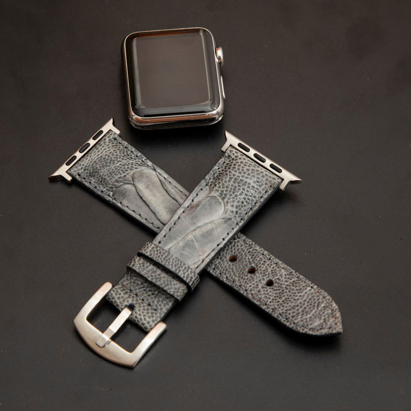 GREY OSTRICH LEATHER STRAP
