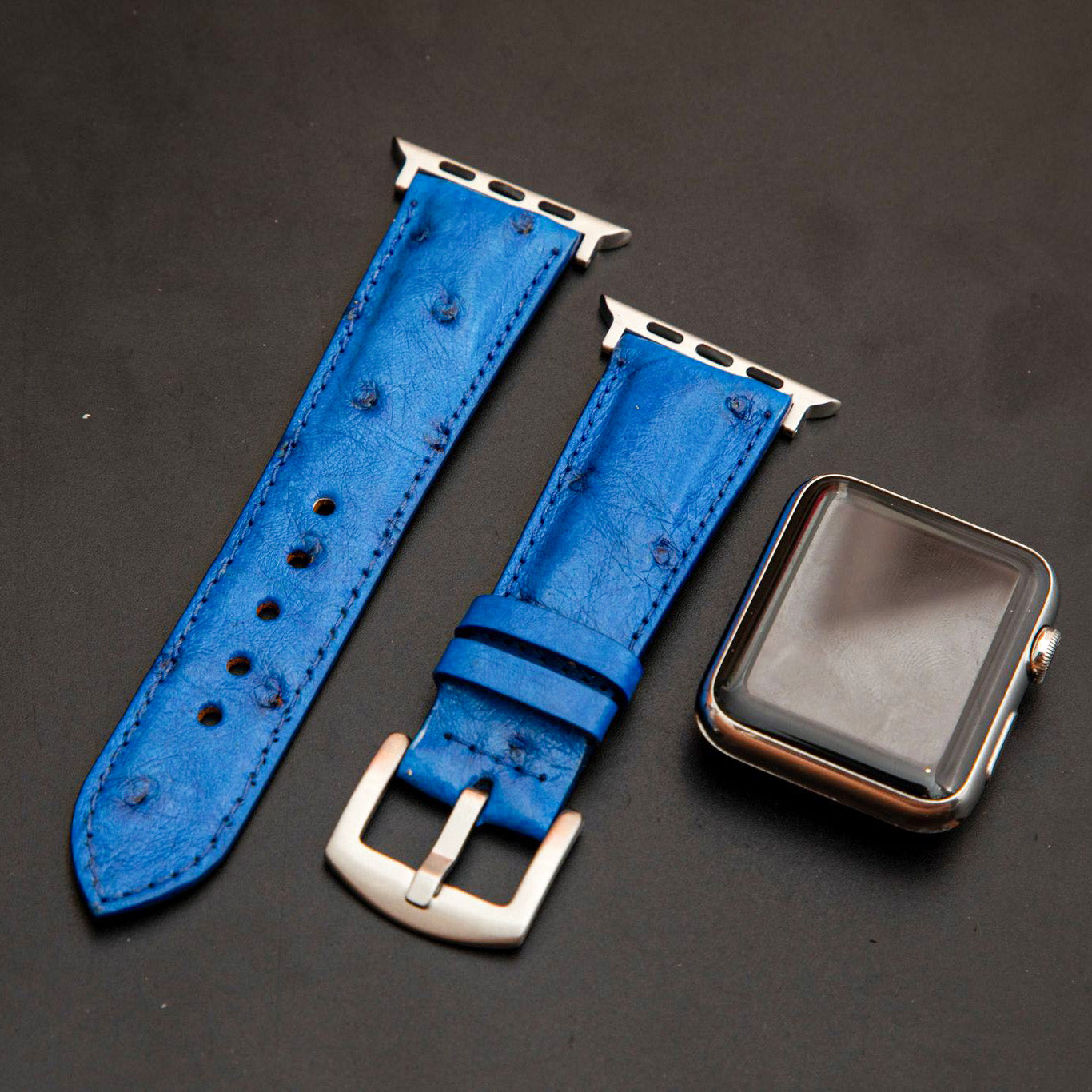 BLUE OSTRICH LEATHER STRAP