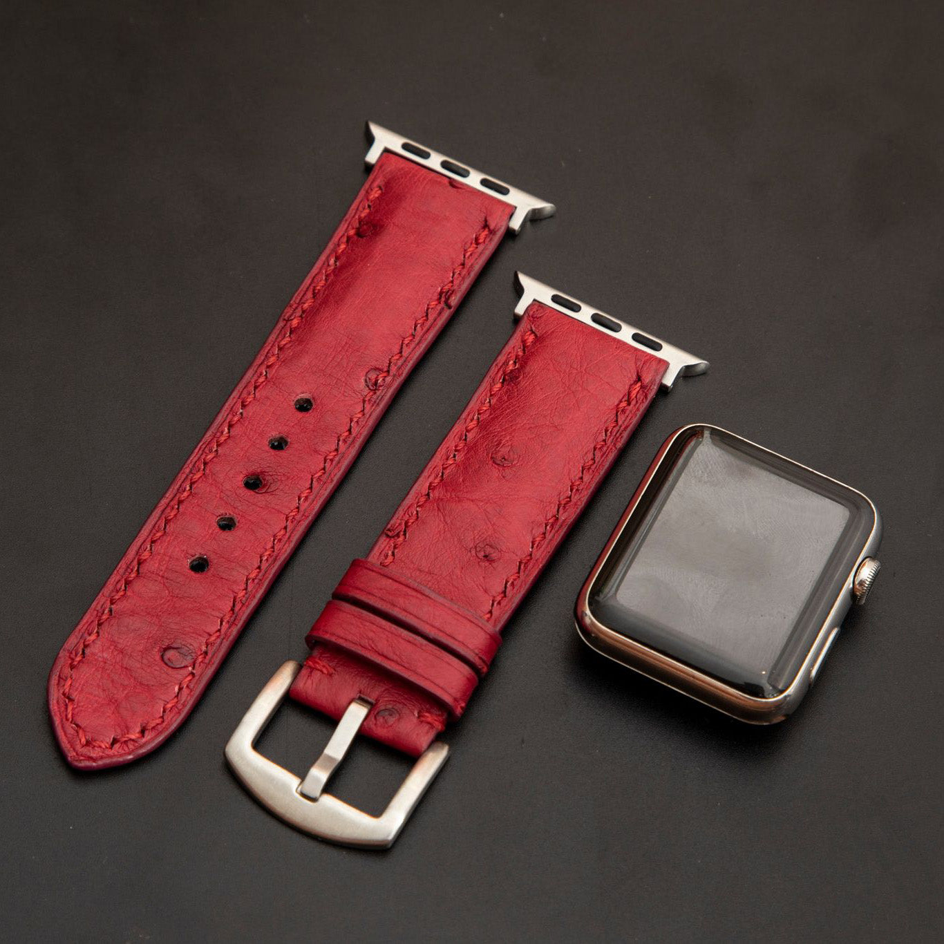 RED OSTRICH LEATHER STRAP