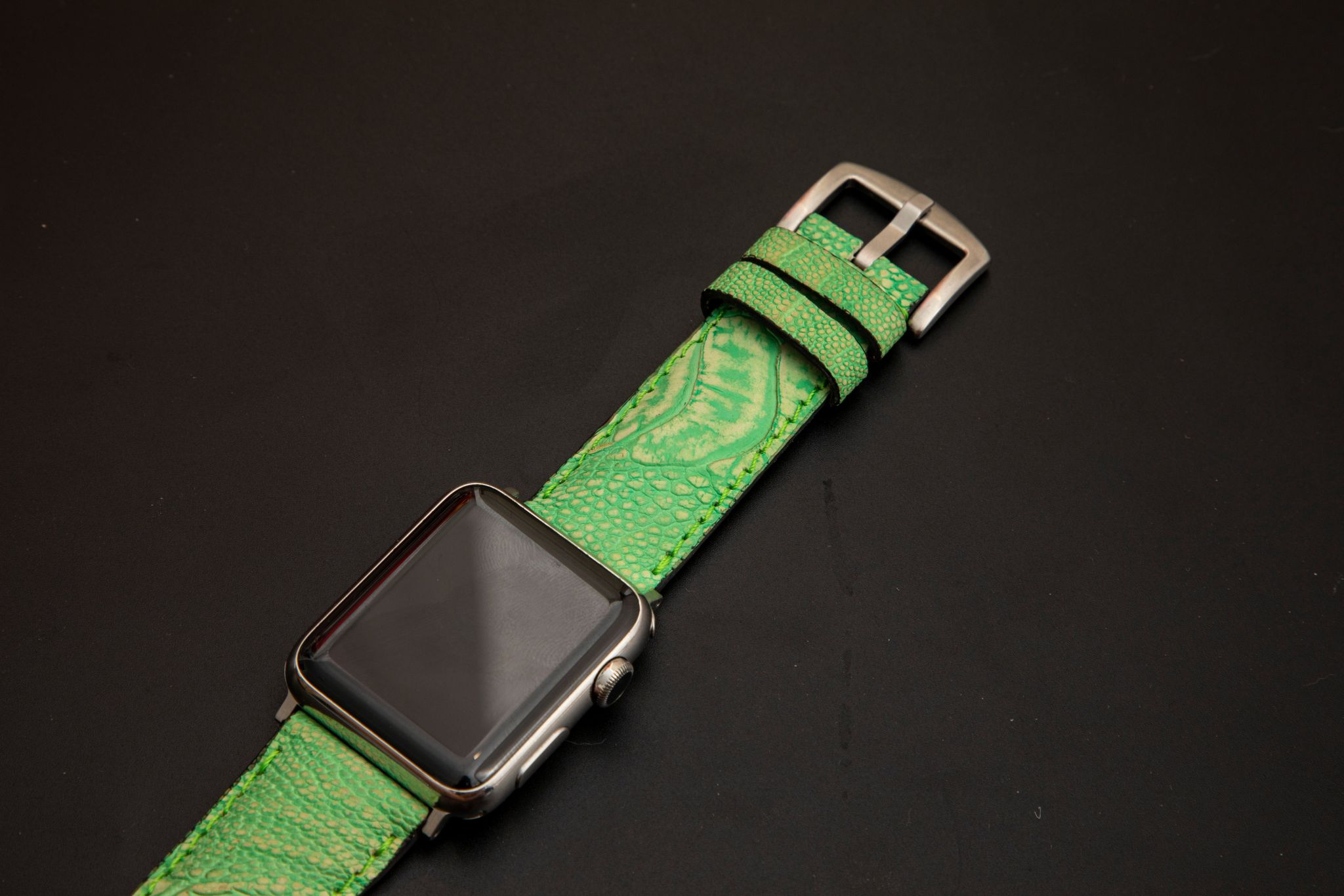 GREEN OSTRICH LEATHER STRAP
