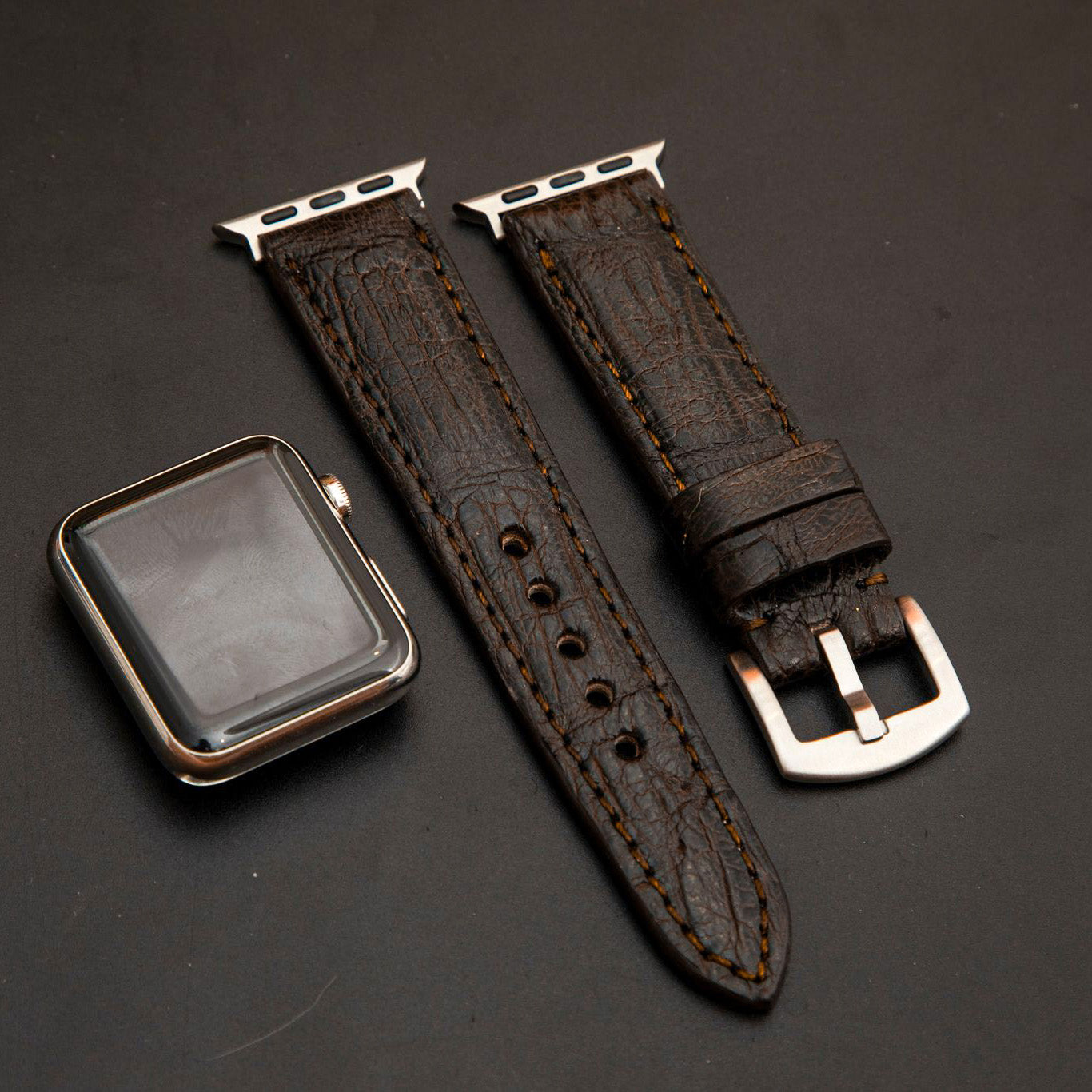 BROWN CROCODILE BELLY LEATHER STRAP