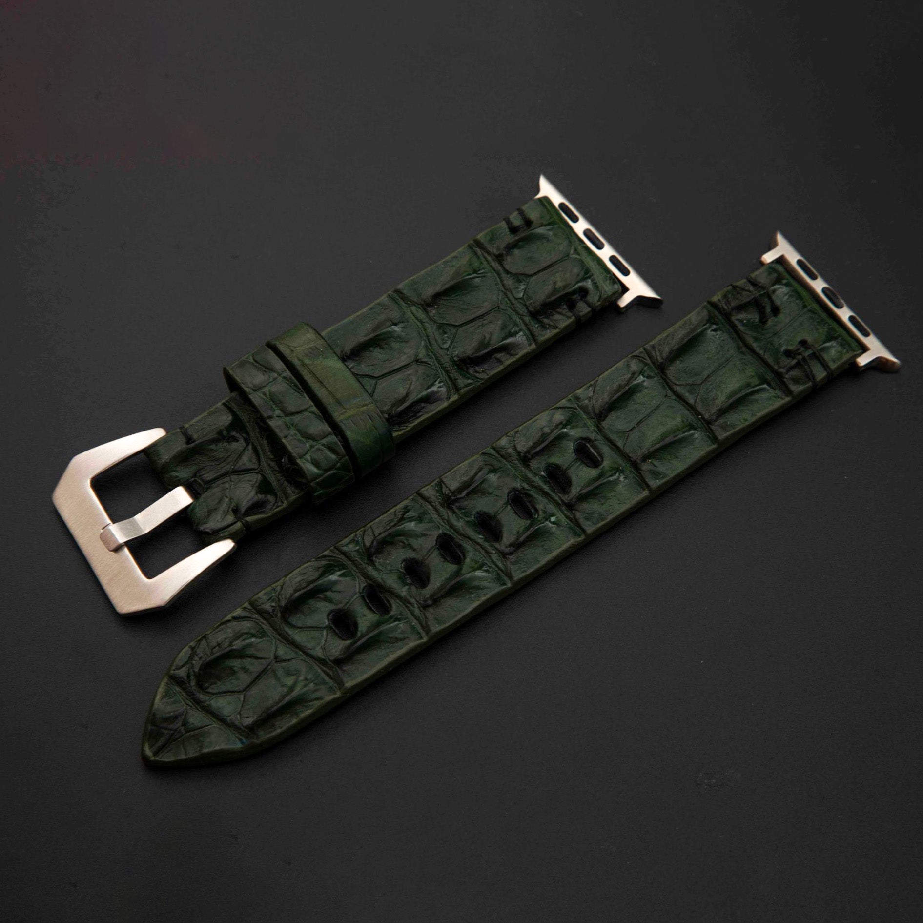 GREEN CROCODILE HORNBACK LEATHER STRAP