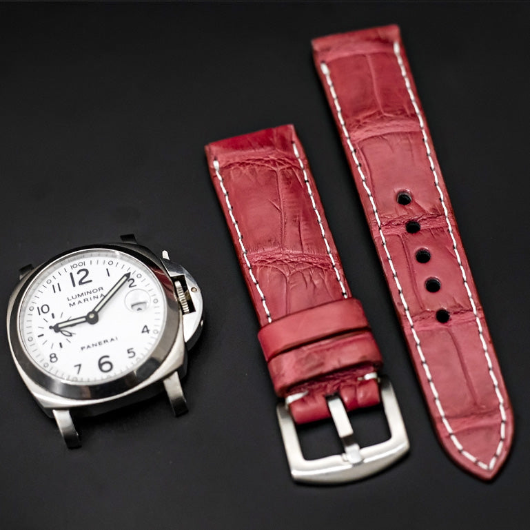 PINK CROCODILE BELLY LEATHER STRAP