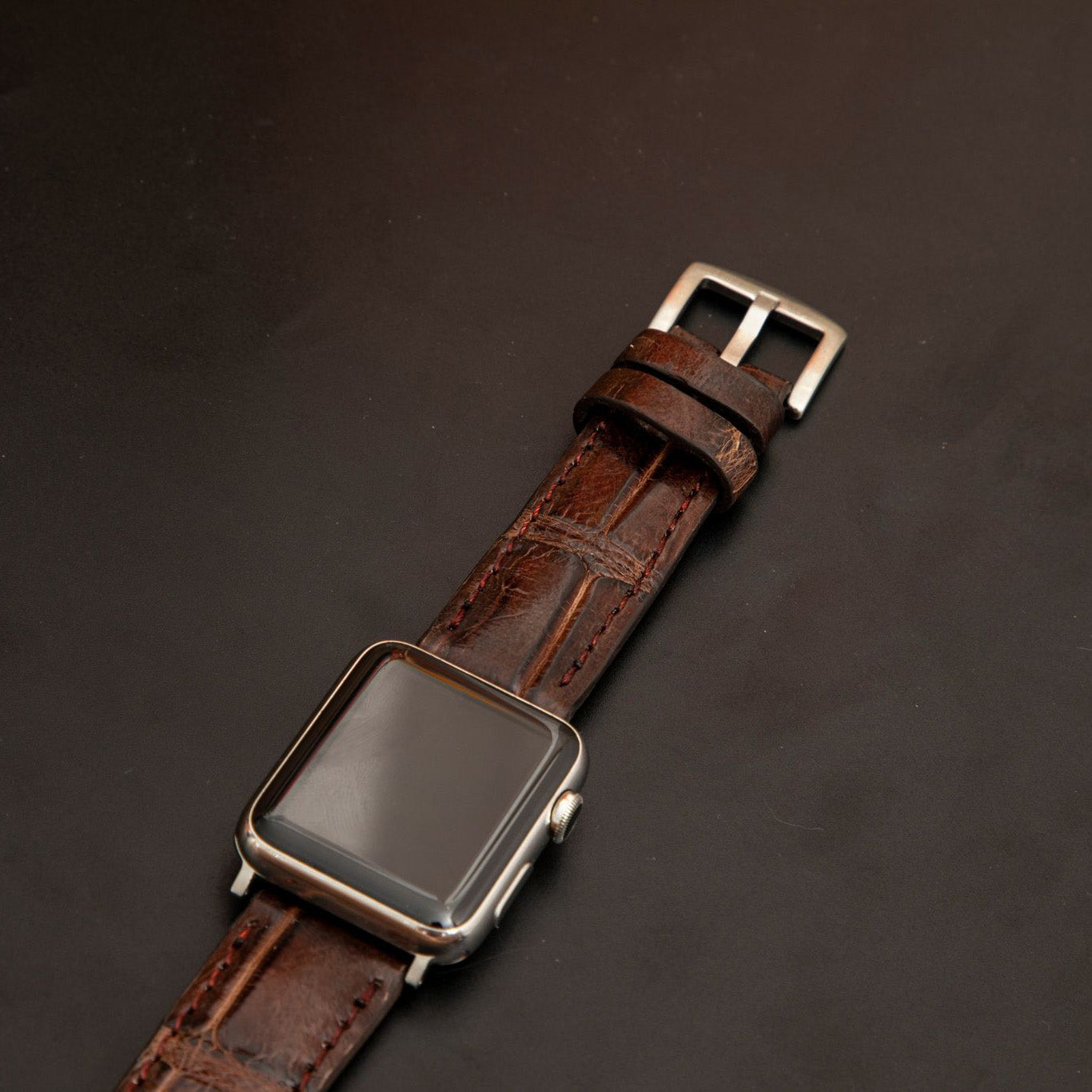 BROWN CROCODILE BELLY LEATHER STRAP