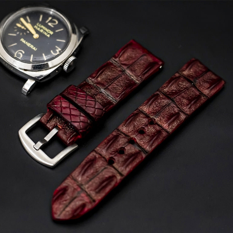 RED CROCODILE HORNBACK LEATHER STRAP