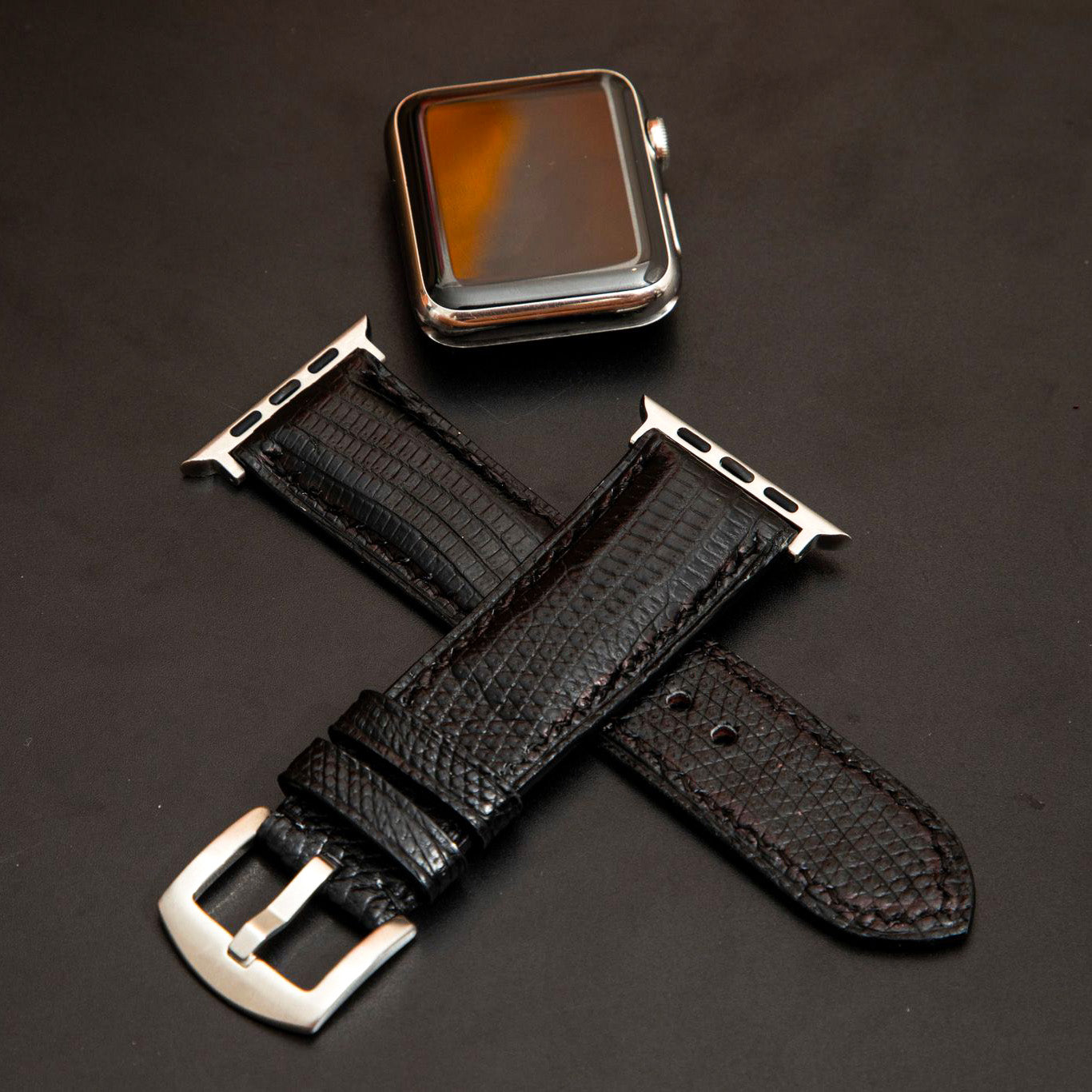 BLACK LIZARD LEATHER STRAP