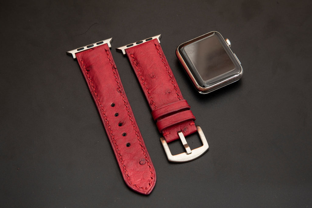 RED OSTRICH LEATHER STRAP