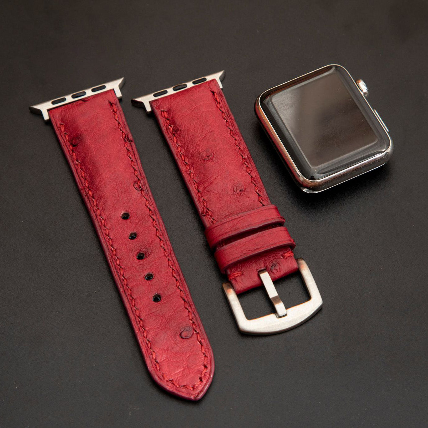RED OSTRICH LEATHER STRAP