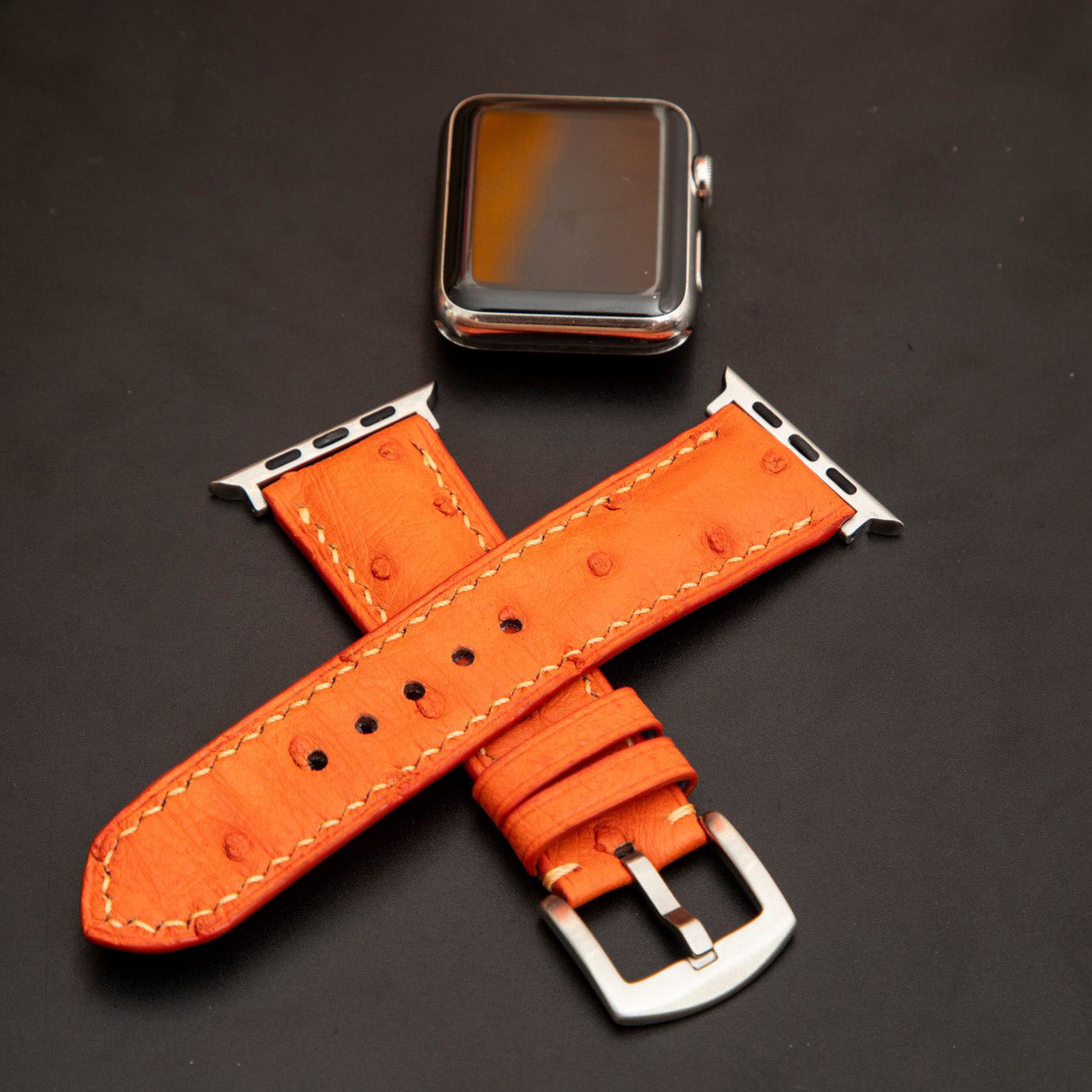 ORANGE OSTRICH LEATHER STRAP