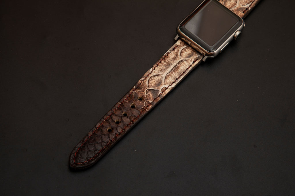 WHITE&BROWN PYTHON LEATHER STRAP