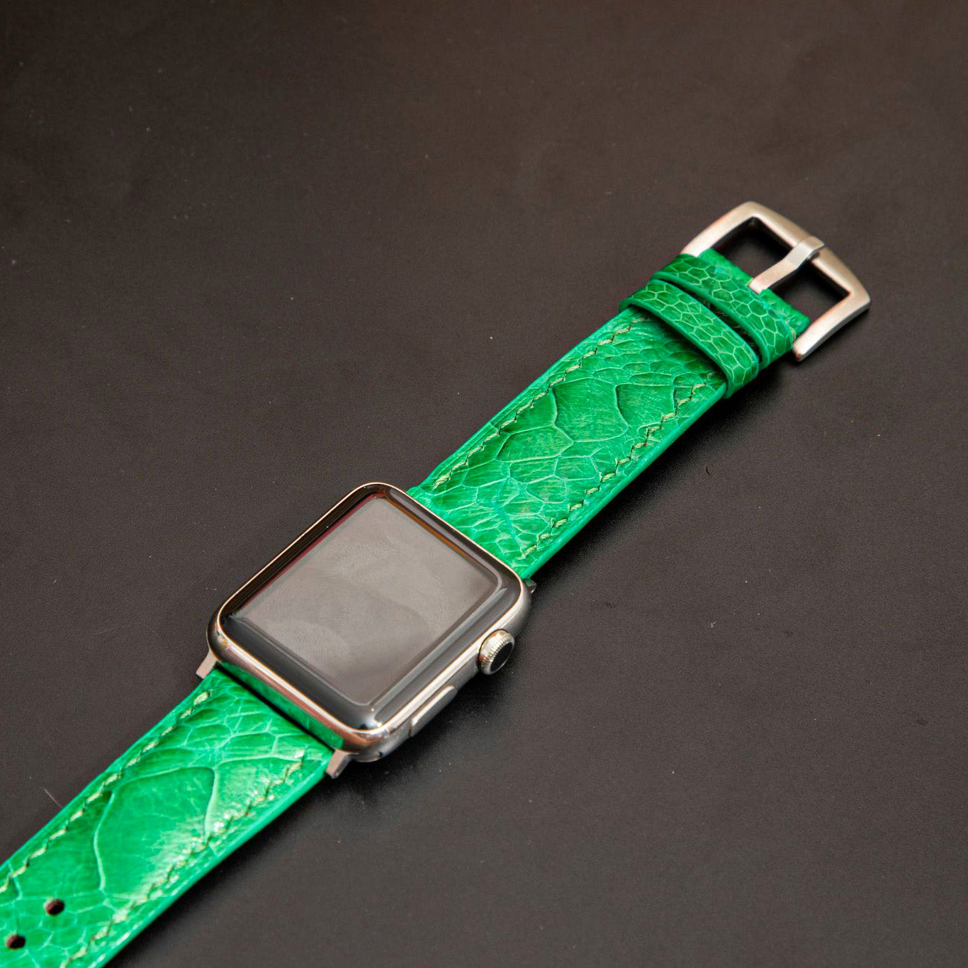 GREEN OSTRICH LEATHER STRAP