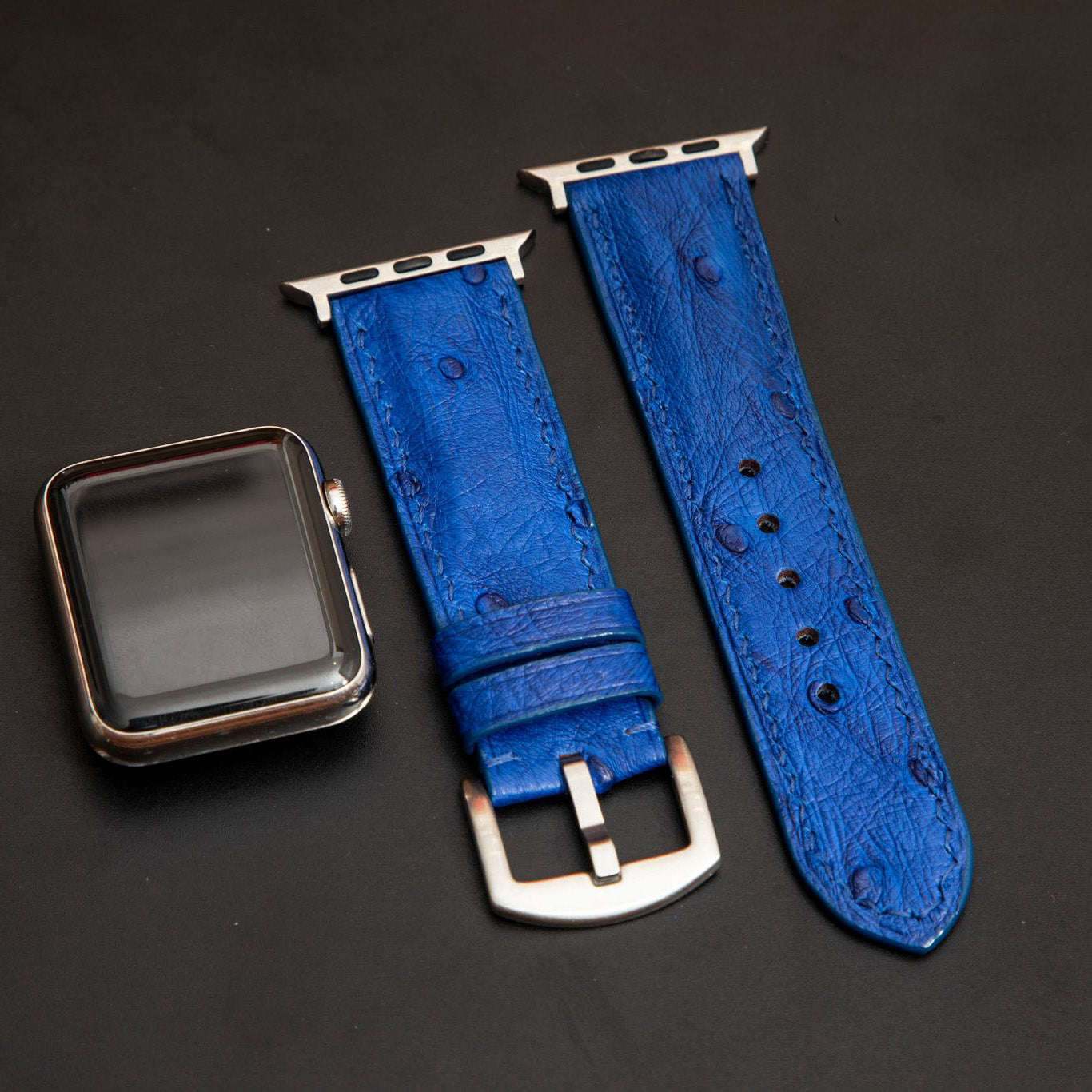 BLUE OSTRICH LEATHER STRAP