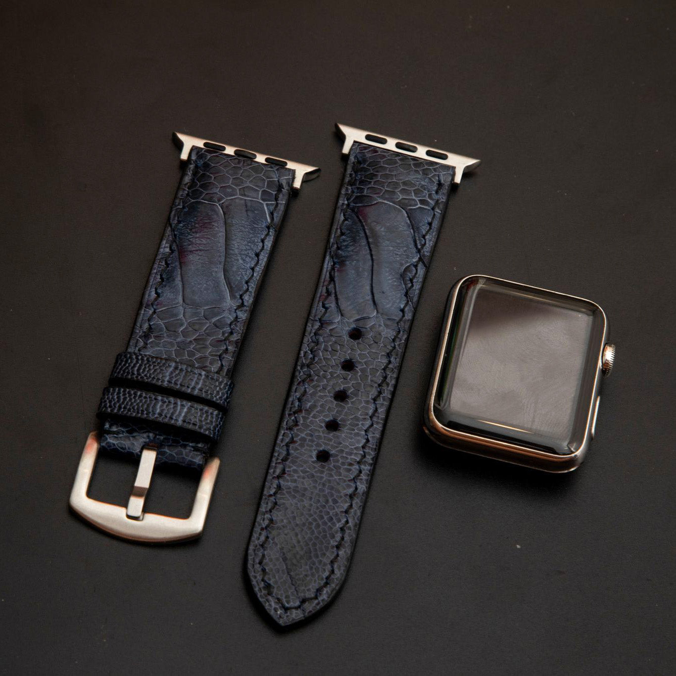 BLUE OSTRICH LEATHER STRAP