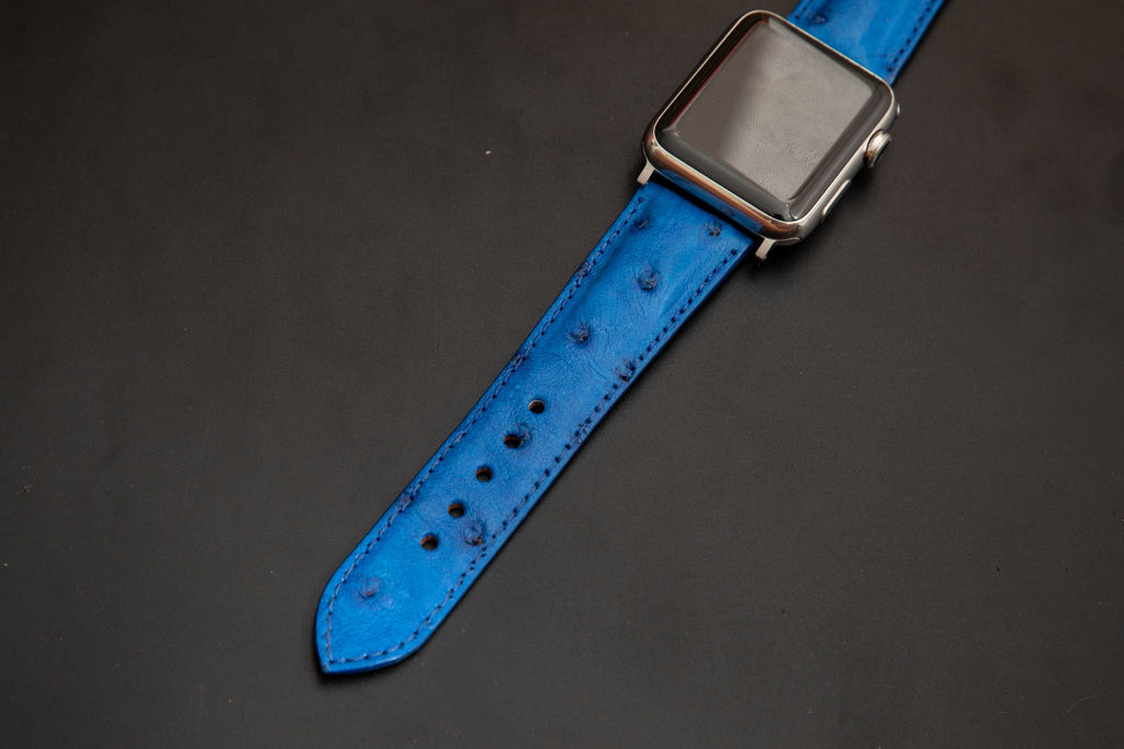 BLUE OSTRICH LEATHER STRAP