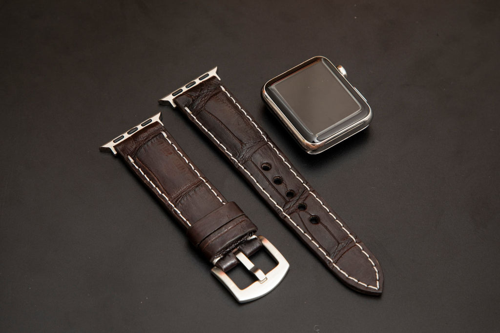 BROWN CROCODILE BELLY LEATHER STRAP