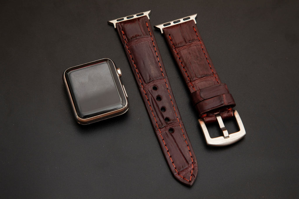 RED CROCODILE BELLY LEATHER STRAP