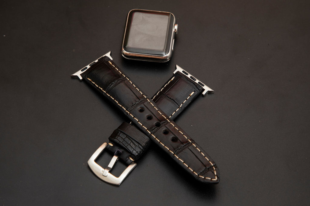 BLACK CROCODILE BELLY LEATHER STRAP - Lac Crado 