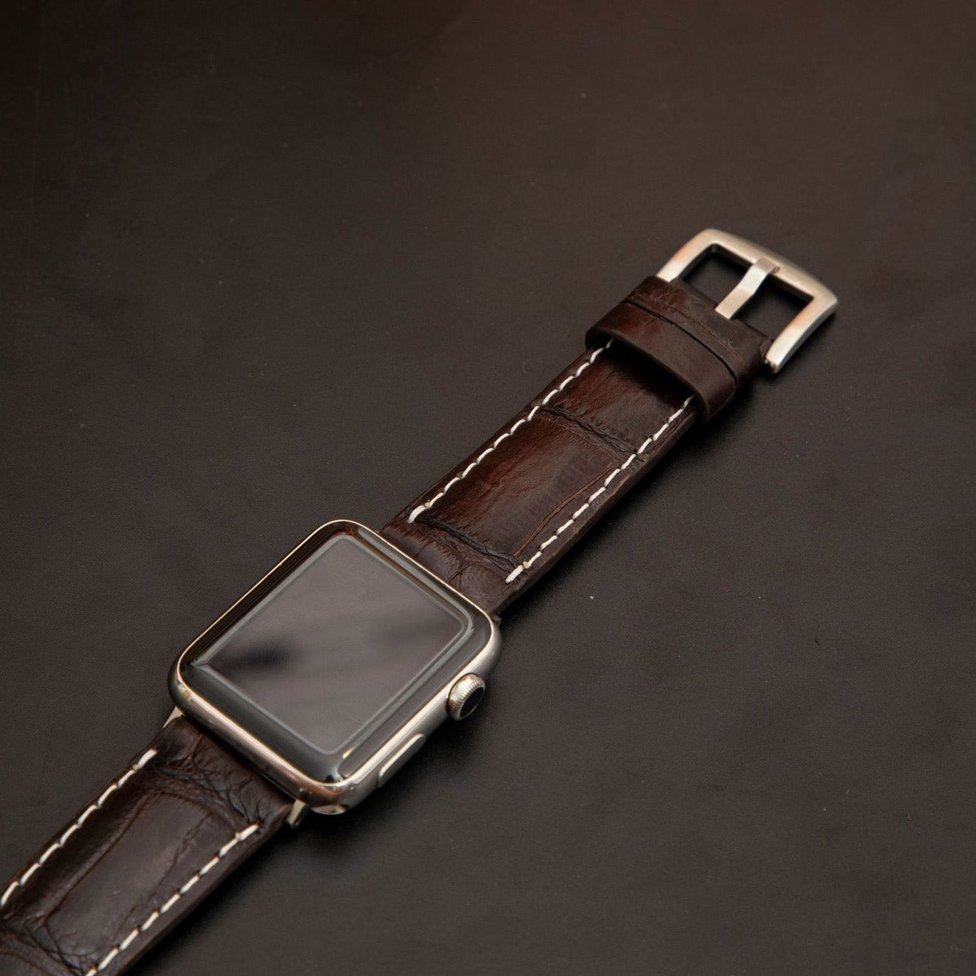 BROWN CROCODILE BELLY LEATHER STRAP