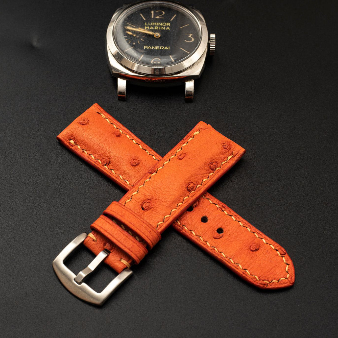 ORANGE OSTRICH LEATHER STRAP