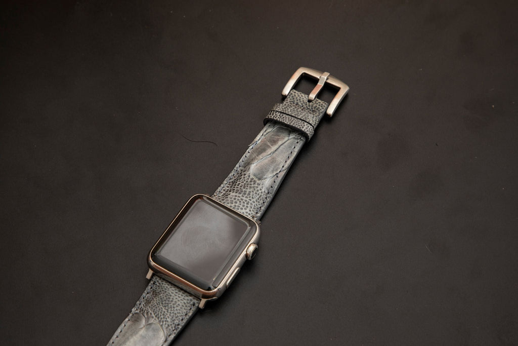 GREY OSTRICH LEATHER STRAP