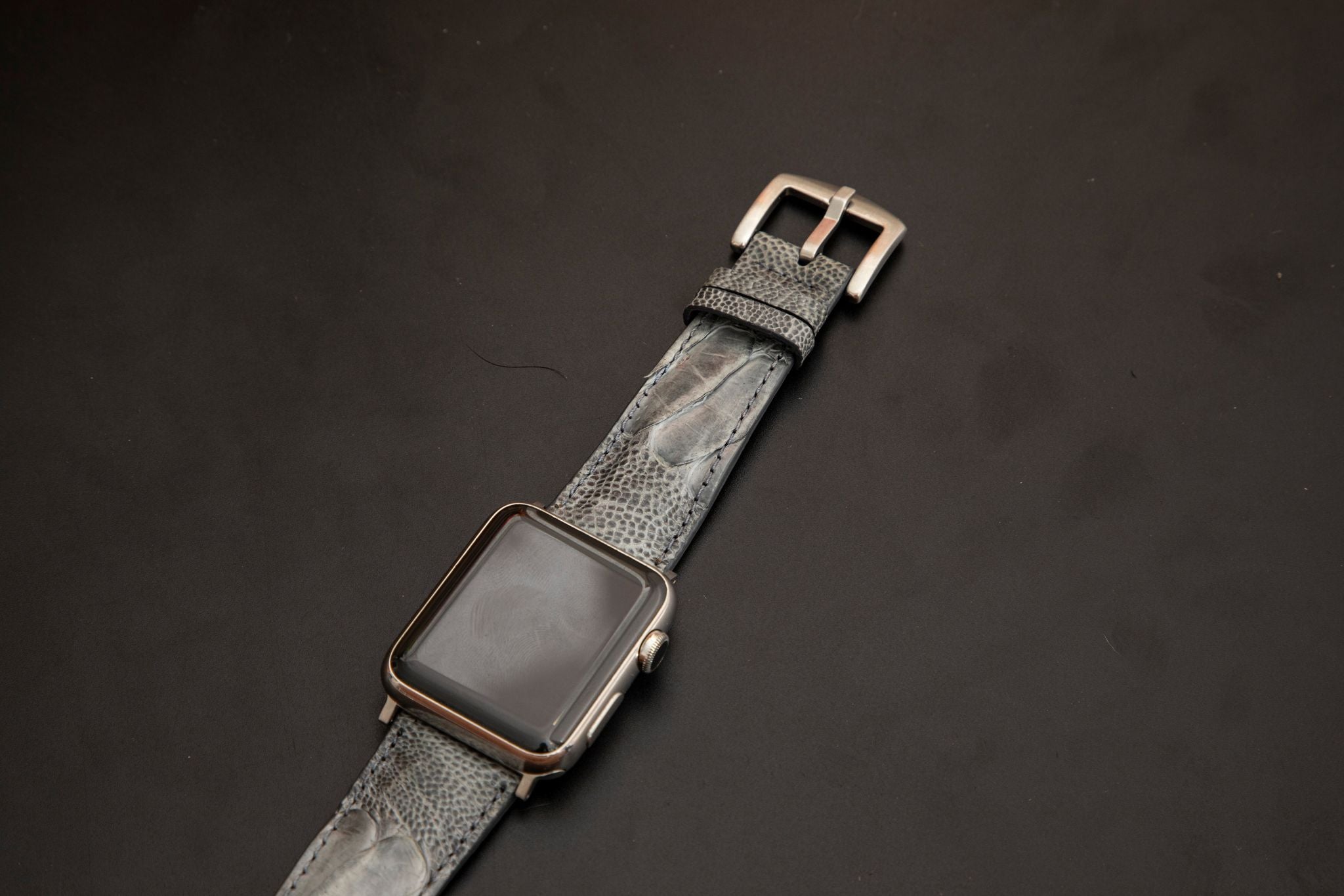 GREY OSTRICH LEATHER STRAP