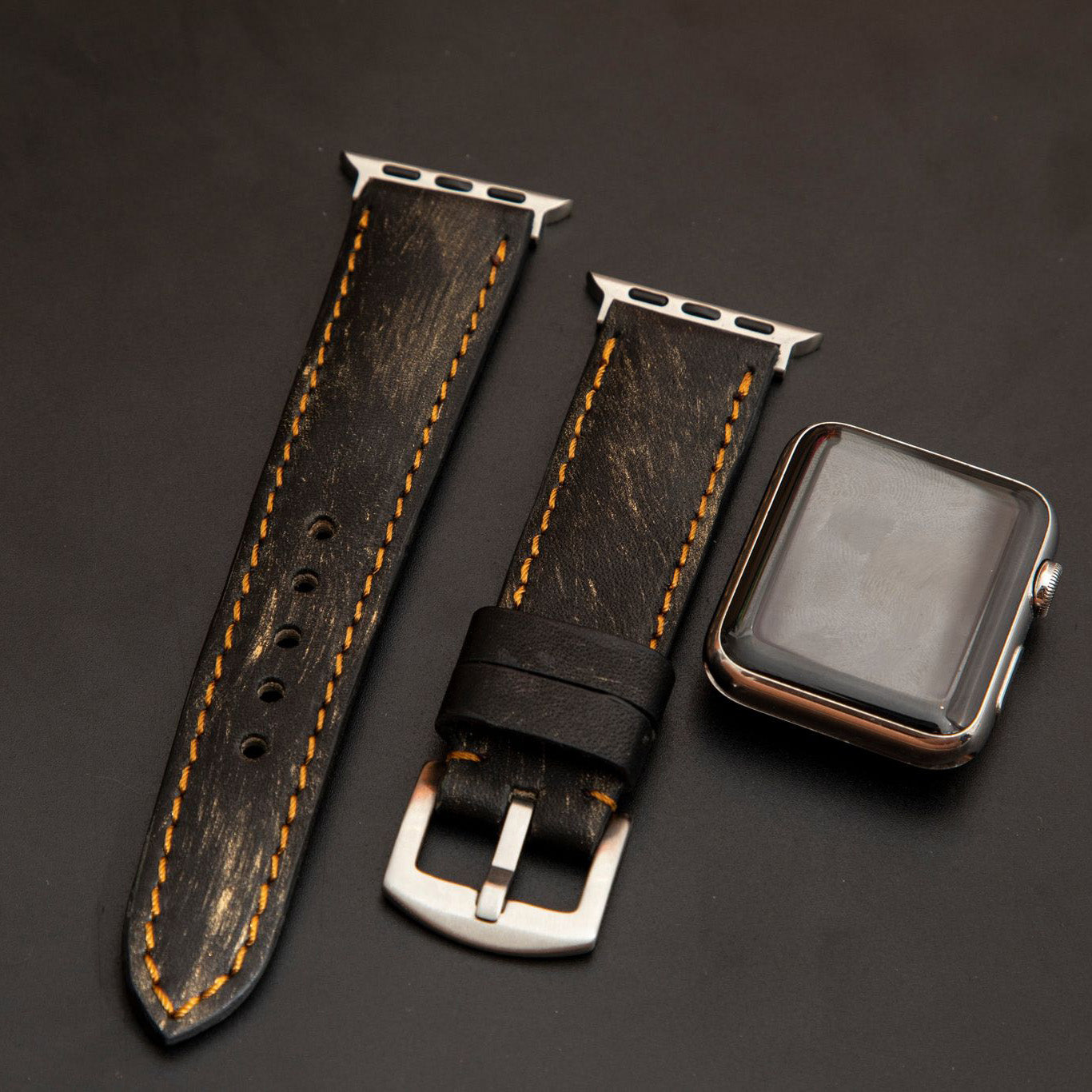 BLACK&GOLD CALF LEATHER STRAP