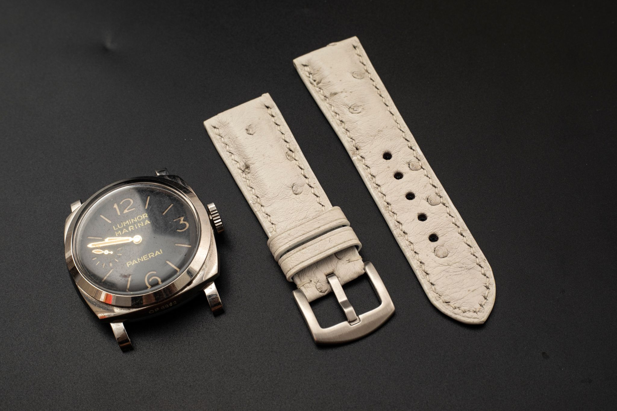 WHITE OSTRICH LEATHER STRAP