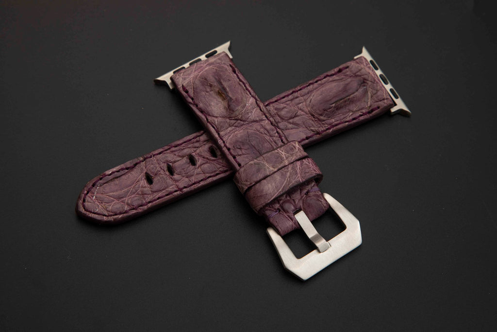 PURPLE CROCODILE HORNBACK LEATHER STRAP