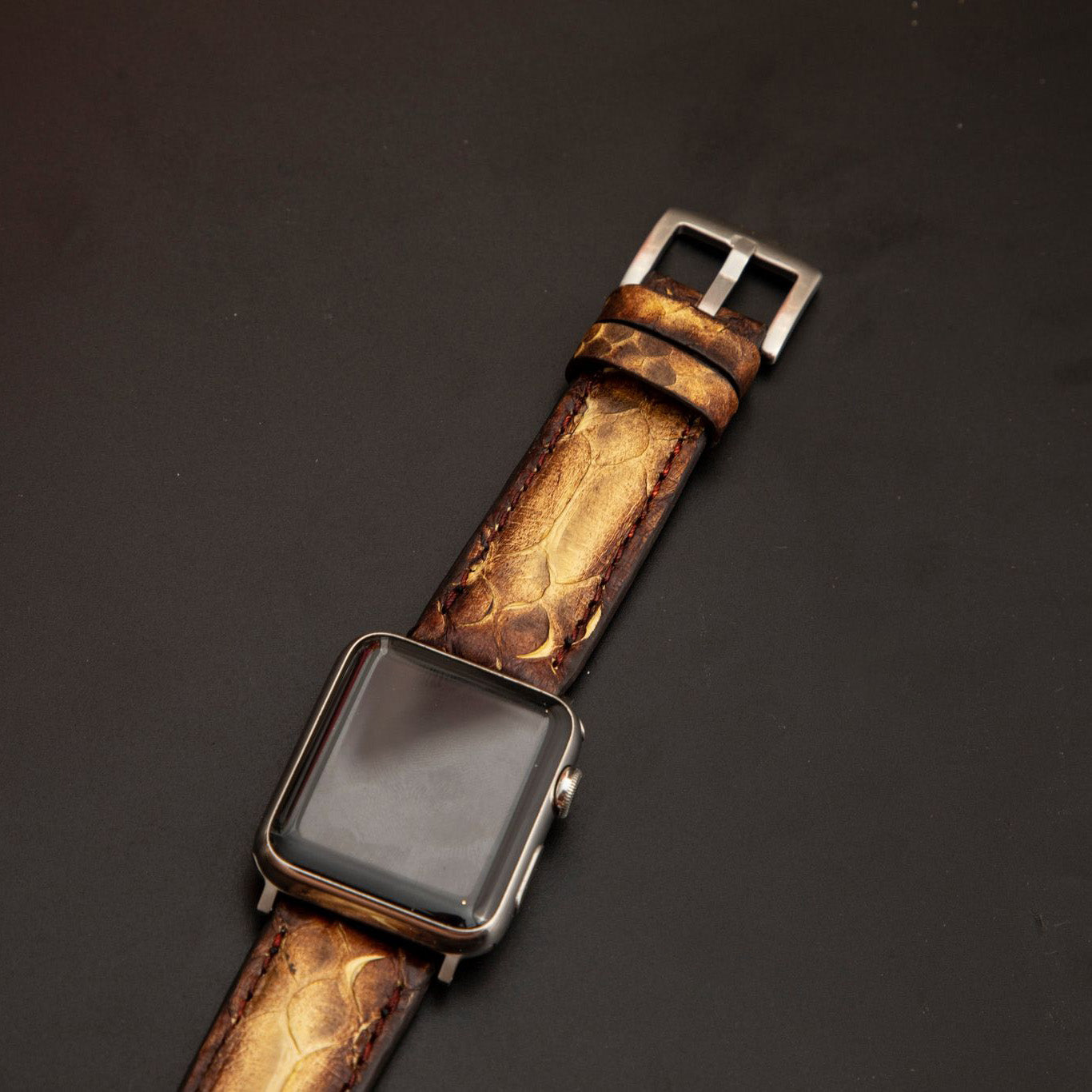 YELLOW&BROWN PYTHON LEATHER STRAP