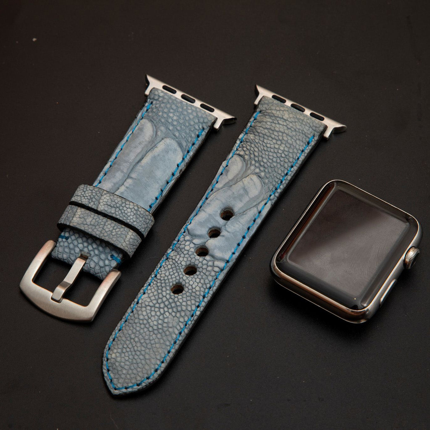 BLUE OSTRICH LEATHER STRAP