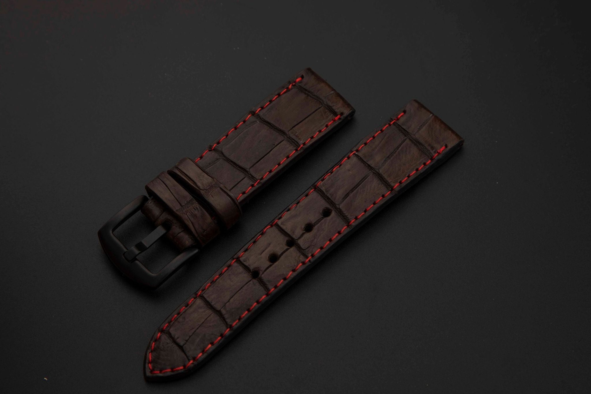 BROWN CROCODILE BELLY LEATHER STRAP