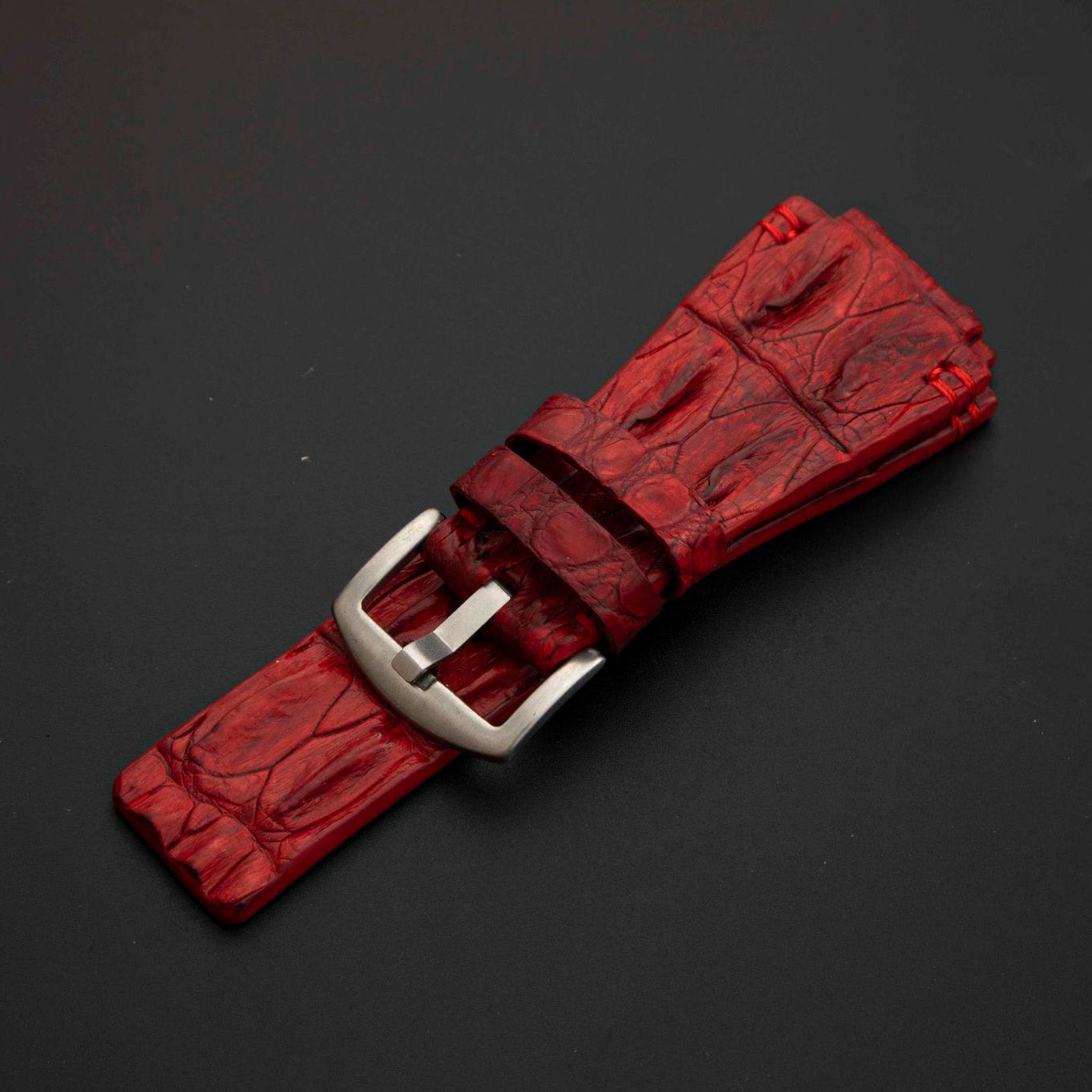RED CROCODILE HORNBACK LEATHER STRAP
