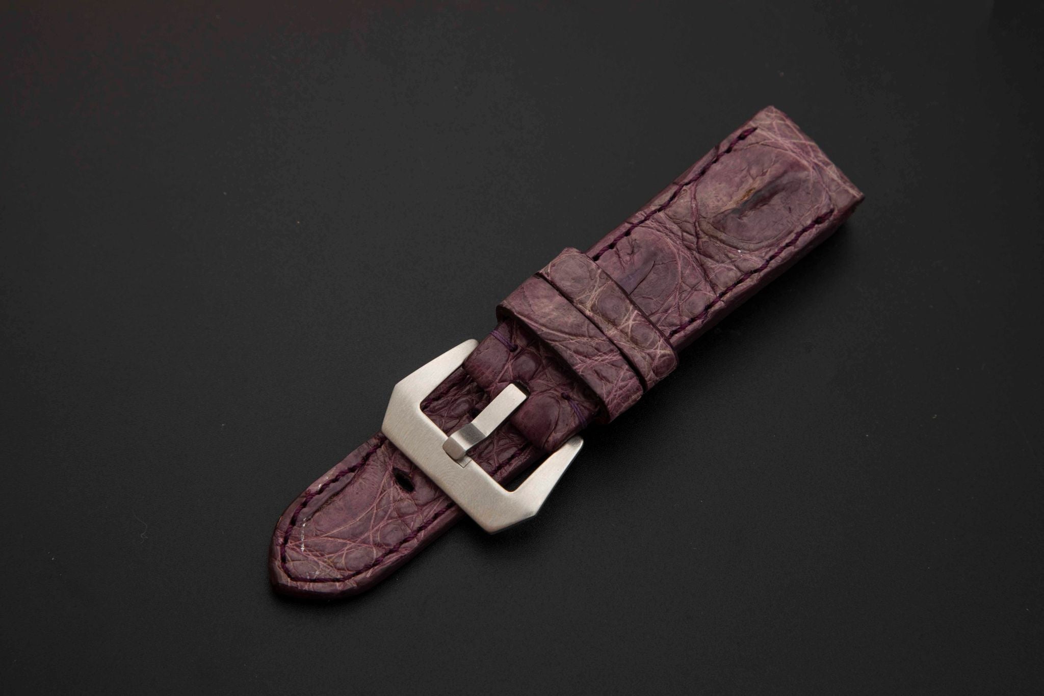 PURPLE CROCODILE HORNBACK LEATHER STRAP