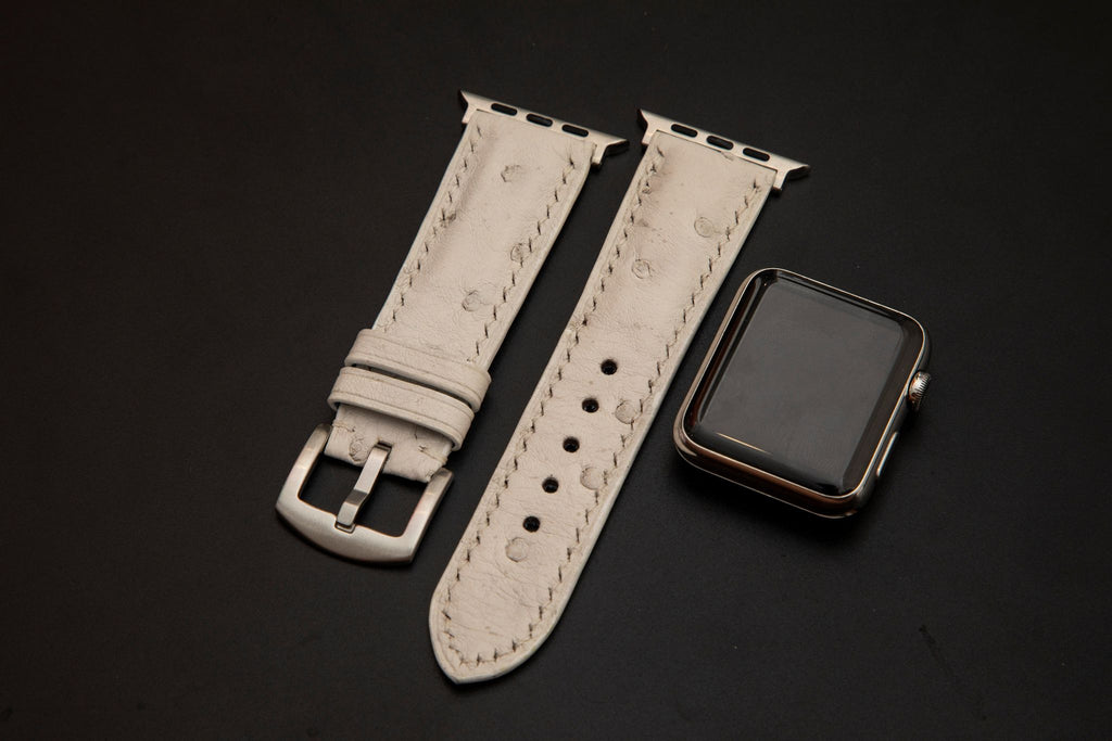 WHITE OSTRICH LEATHER STRAP