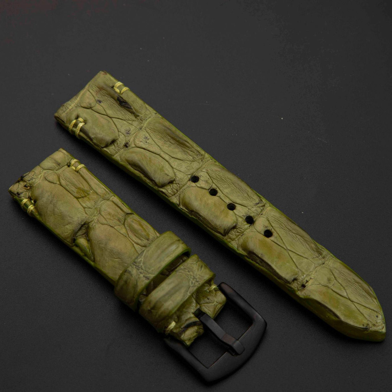 GREEN CROCODILE HORNBACK LEATHER STRAP