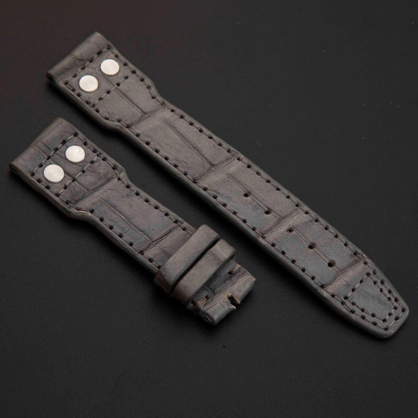 GREY CROCODILE BELLY LEATHER STRAP