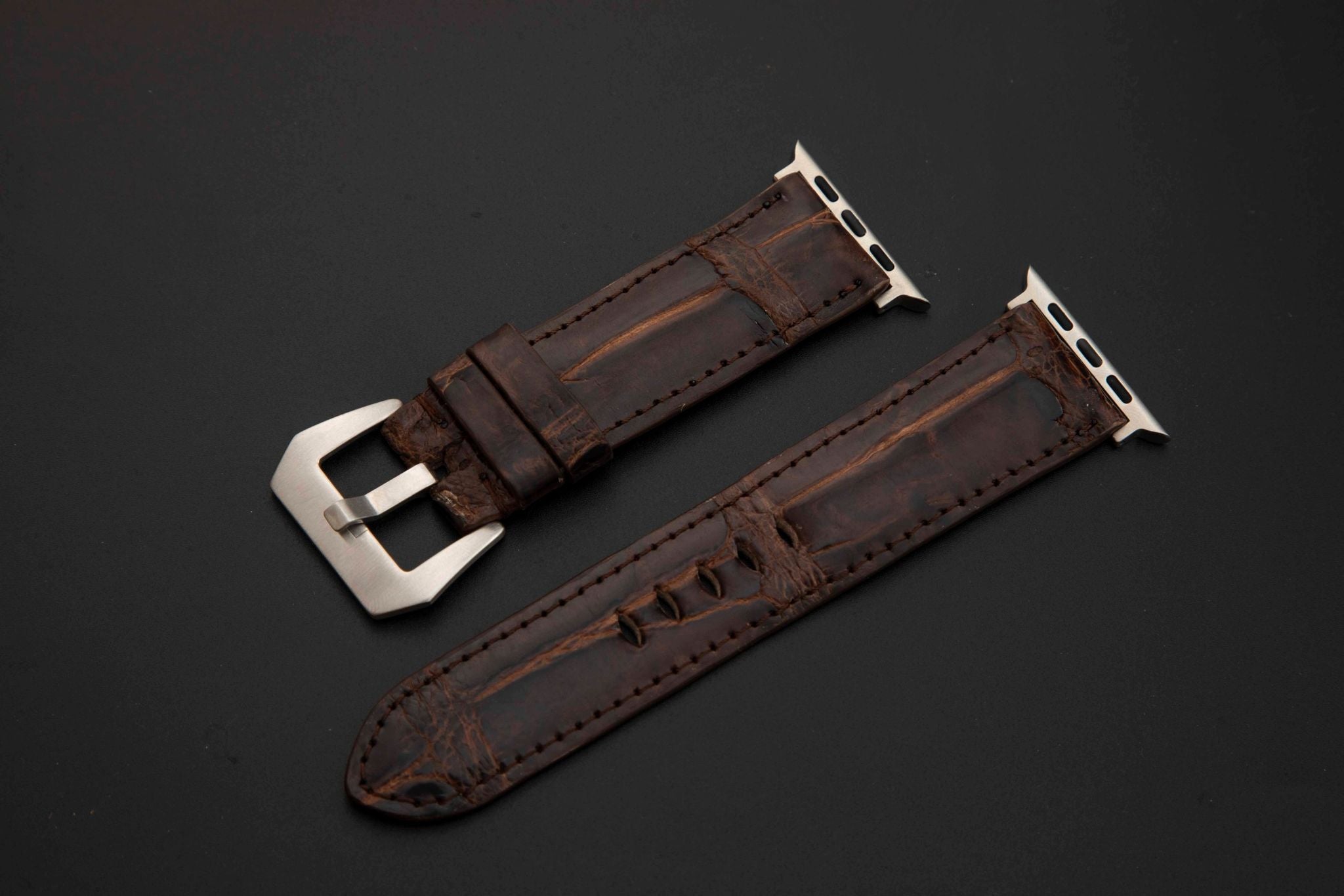 BROWN CROCODILE BELLY LEATHER STRAP