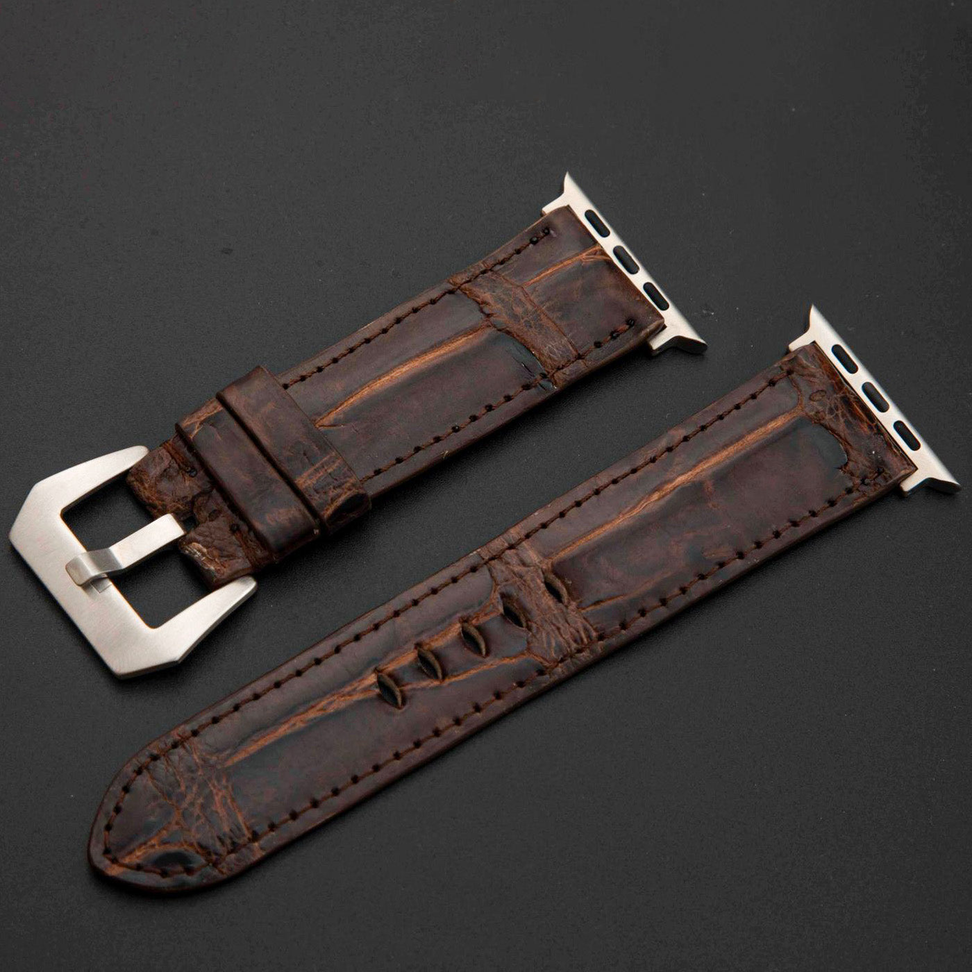 BROWN CROCODILE BELLY LEATHER STRAP