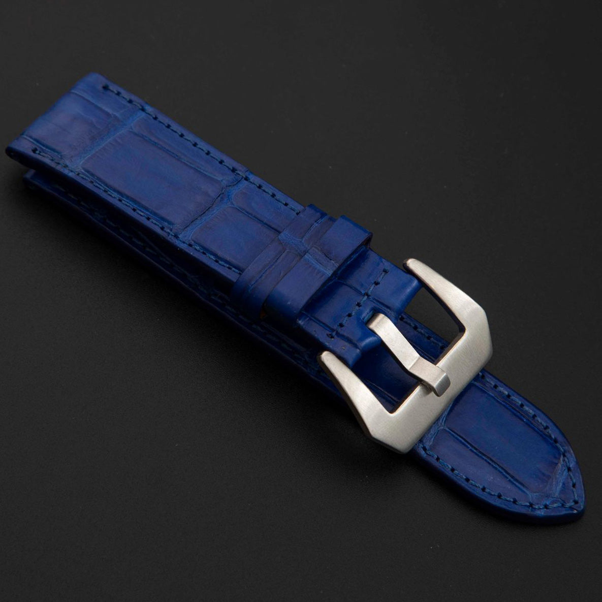 BLUE CROCODILE BELLY LEATHER STRAP