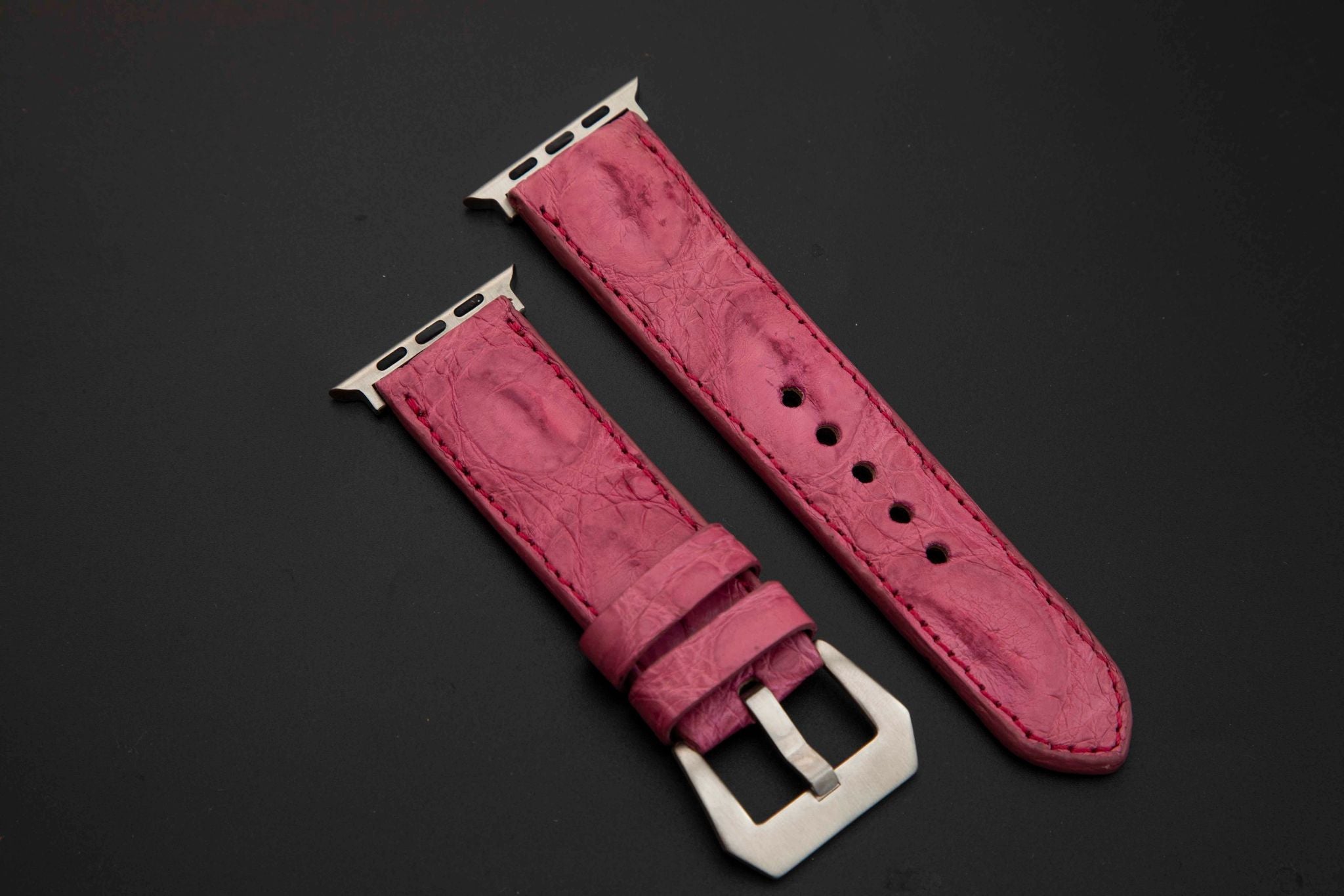 PINK CROCODILE HORNBACK LEATHER STRAP