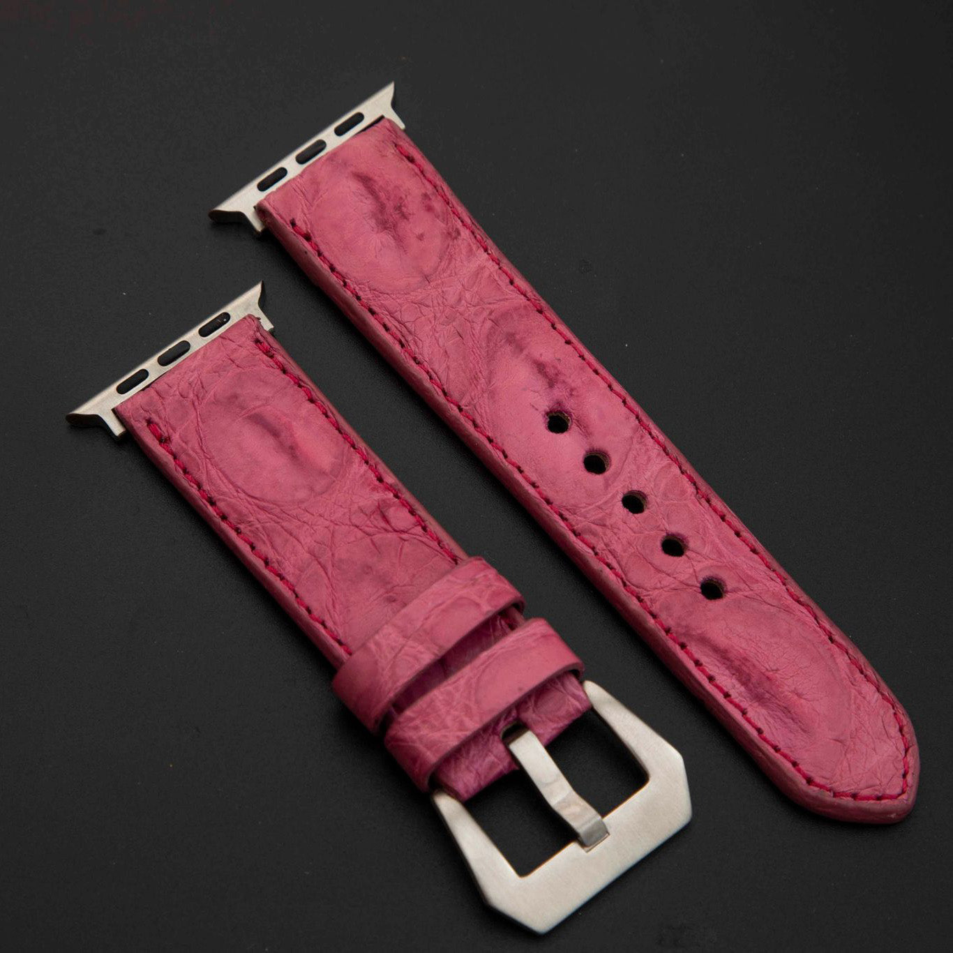 PINK CROCODILE HORNBACK LEATHER STRAP