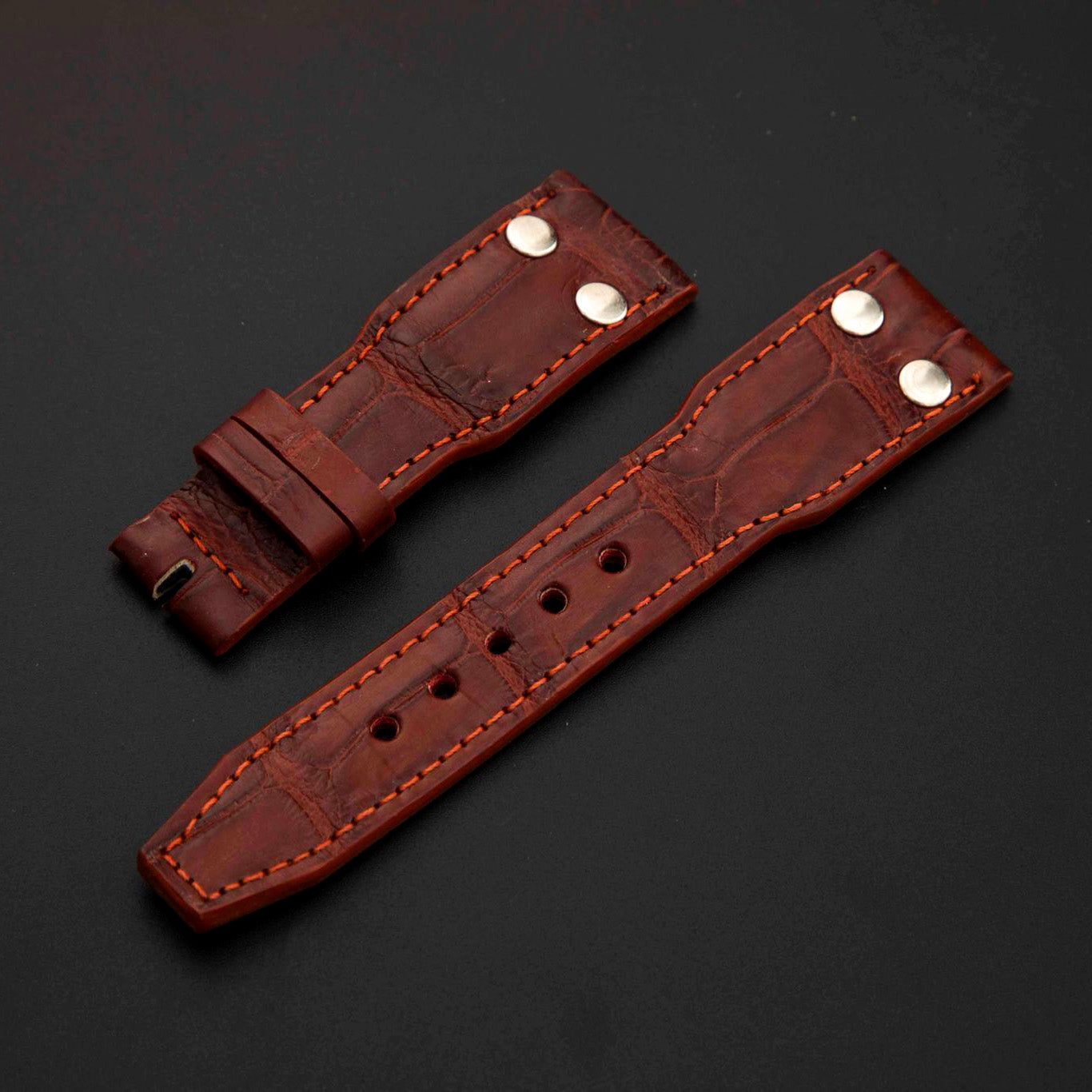 BROWN CROCODILE BELLY LEATHER STRAP