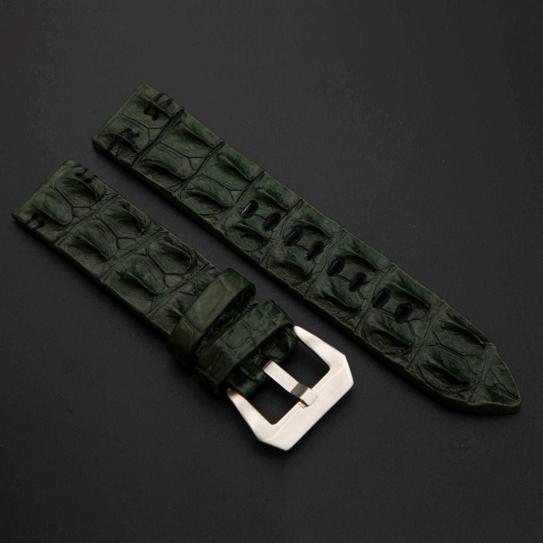 GREEN CROCODILE HORNBACK LEATHER STRAP