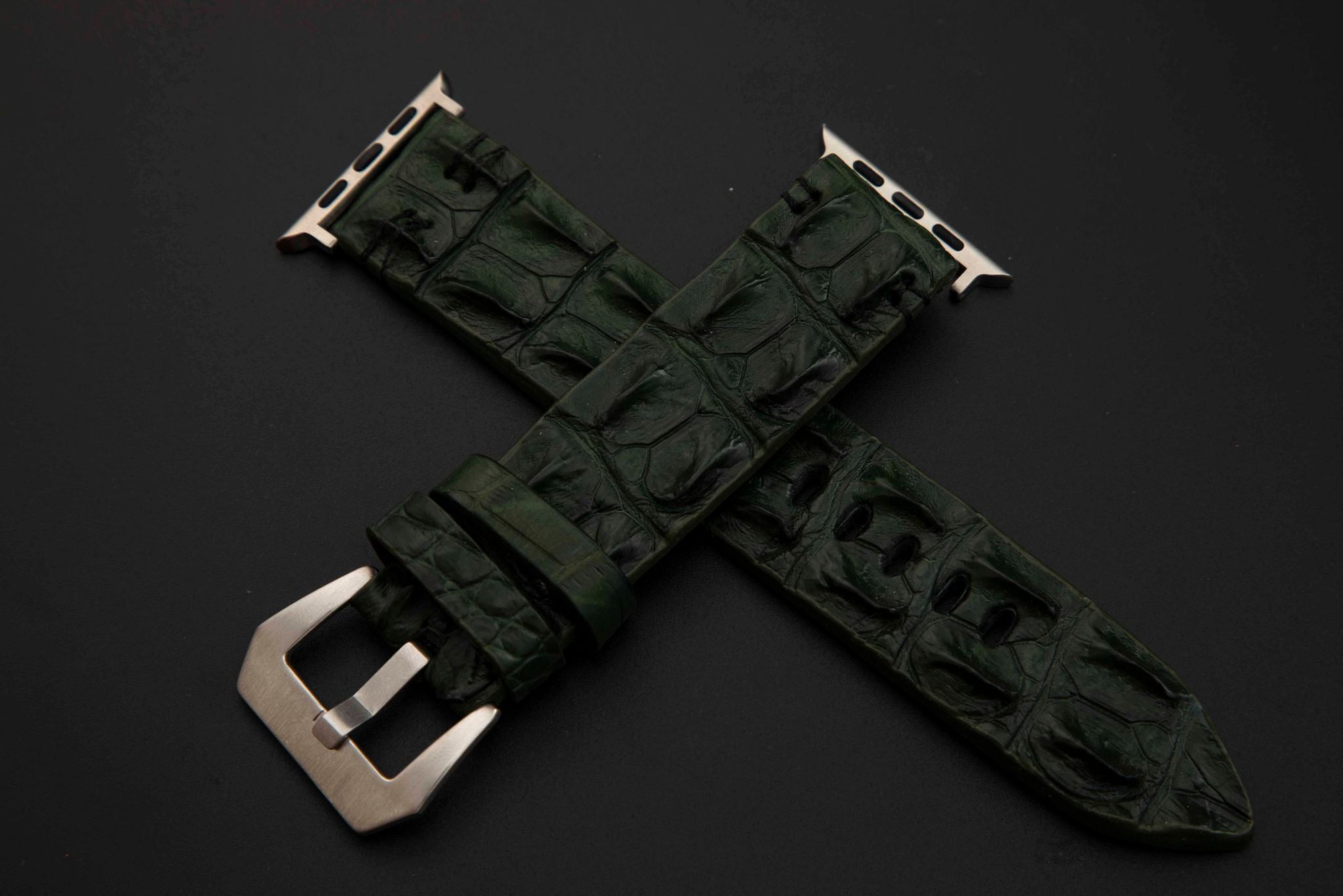 GREEN CROCODILE HORNBACK LEATHER STRAP