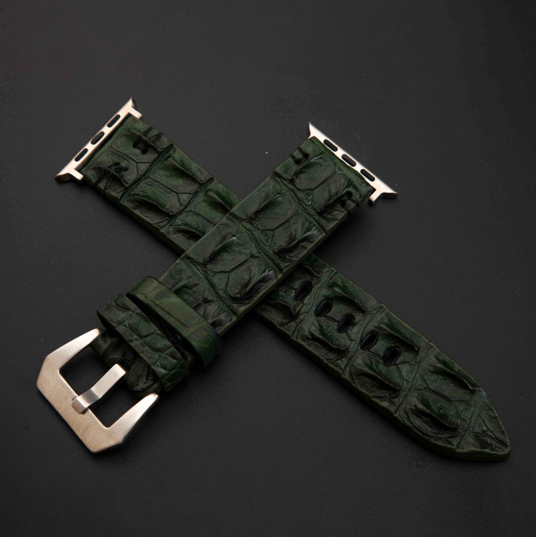 GREEN CROCODILE HORNBACK LEATHER STRAP