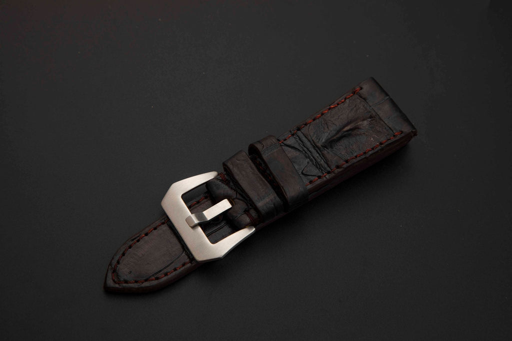 BROWN CROCODILE HORNBACK LEATHER STRAP