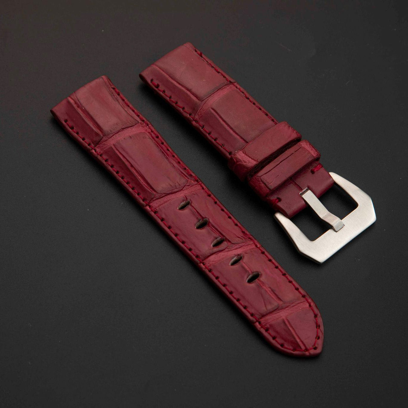 RED CROCODILE BELLY LEATHER STRAP